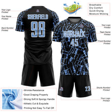 Load image into Gallery viewer, Custom Black Light Blue-White Abstract Line Sports Sublimation Soccer Uniform Jersey