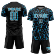 Laden Sie das Bild in den Galerie-Viewer, Custom Black Panther Blue-White Abstract Line Sports Sublimation Soccer Uniform Jersey