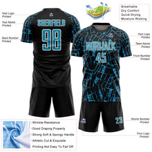 Laden Sie das Bild in den Galerie-Viewer, Custom Black Panther Blue-White Abstract Line Sports Sublimation Soccer Uniform Jersey