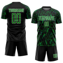 Laden Sie das Bild in den Galerie-Viewer, Custom Black Grass Green-White Abstract Line Sports Sublimation Soccer Uniform Jersey