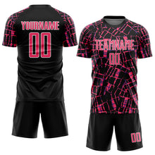 Загрузить изображение в средство просмотра галереи, Custom Black Neon Pink-White Abstract Line Sports Sublimation Soccer Uniform Jersey