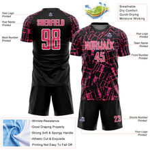 Загрузить изображение в средство просмотра галереи, Custom Black Neon Pink-White Abstract Line Sports Sublimation Soccer Uniform Jersey