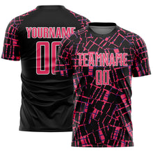 Загрузить изображение в средство просмотра галереи, Custom Black Neon Pink-White Abstract Line Sports Sublimation Soccer Uniform Jersey