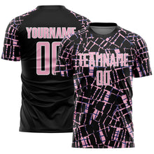 Load image into Gallery viewer, Custom Black Light Pink-White Abstract Line Sports Sublimation Soccer Uniform Jersey