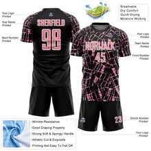 Load image into Gallery viewer, Custom Black Medium Pink-White Abstract Line Sports Sublimation Soccer Uniform Jersey