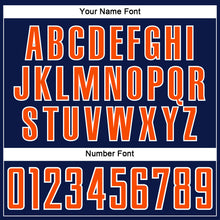 Laden Sie das Bild in den Galerie-Viewer, Custom Navy Orange-White Abstract Line Sports Sublimation Soccer Uniform Jersey