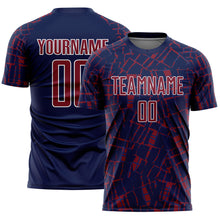 Загрузить изображение в средство просмотра галереи, Custom Navy Crimson-White Abstract Line Sports Sublimation Soccer Uniform Jersey