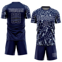 Загрузить изображение в средство просмотра галереи, Custom Navy Silver-White Abstract Line Sports Sublimation Soccer Uniform Jersey