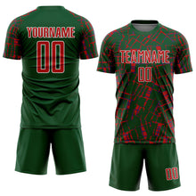 Charger l'image dans la galerie, Custom Green Red-White Abstract Line Sports Sublimation Soccer Uniform Jersey