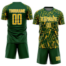 Laden Sie das Bild in den Galerie-Viewer, Custom Green Yellow-White Abstract Line Sports Sublimation Soccer Uniform Jersey