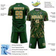 Charger l'image dans la galerie, Custom Green Old Gold-White Abstract Line Sports Sublimation Soccer Uniform Jersey