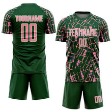 Charger l'image dans la galerie, Custom Green Medium Pink-White Abstract Line Sports Sublimation Soccer Uniform Jersey