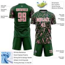 Charger l'image dans la galerie, Custom Green Medium Pink-White Abstract Line Sports Sublimation Soccer Uniform Jersey