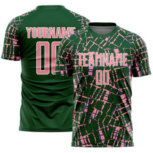 Charger l'image dans la galerie, Custom Green Medium Pink-White Abstract Line Sports Sublimation Soccer Uniform Jersey