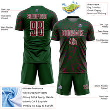 Charger l'image dans la galerie, Custom Green Crimson-White Abstract Line Sports Sublimation Soccer Uniform Jersey