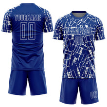 Load image into Gallery viewer, Custom Royal White Abstract Line Sports Sublimation Soccer Uniform Jersey