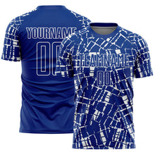 Load image into Gallery viewer, Custom Royal White Abstract Line Sports Sublimation Soccer Uniform Jersey