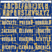 Laden Sie das Bild in den Galerie-Viewer, Custom Royal Old Gold-White Abstract Line Sports Sublimation Soccer Uniform Jersey