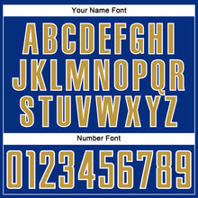 Laden Sie das Bild in den Galerie-Viewer, Custom Royal Old Gold-White Abstract Line Sports Sublimation Soccer Uniform Jersey