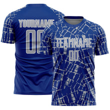 Load image into Gallery viewer, Custom Royal Gray-White Abstract Line Sports Sublimation Soccer Uniform Jersey
