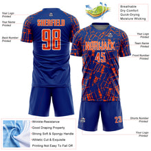 Load image into Gallery viewer, Custom Royal Orange-White Abstract Line Sports Sublimation Soccer Uniform Jersey