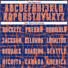 Load image into Gallery viewer, Custom Royal Orange-White Abstract Line Sports Sublimation Soccer Uniform Jersey