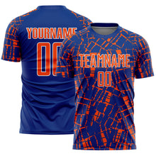 Load image into Gallery viewer, Custom Royal Orange-White Abstract Line Sports Sublimation Soccer Uniform Jersey