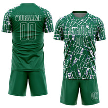 Load image into Gallery viewer, Custom Kelly Green White Abstract Line Sports Sublimation Soccer Uniform Jersey