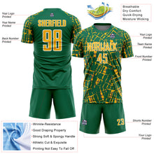Load image into Gallery viewer, Custom Kelly Green Gold-White Abstract Line Sports Sublimation Soccer Uniform Jersey