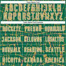 Load image into Gallery viewer, Custom Kelly Green Old Gold-White Abstract Line Sports Sublimation Soccer Uniform Jersey