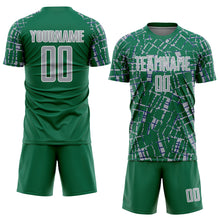 Load image into Gallery viewer, Custom Kelly Green Gray-White Abstract Line Sports Sublimation Soccer Uniform Jersey