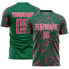 Загрузить изображение в средство просмотра галереи, Custom Kelly Green Neon Pink-White Abstract Line Sports Sublimation Soccer Uniform Jersey