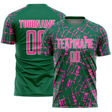 Загрузить изображение в средство просмотра галереи, Custom Kelly Green Pink-White Abstract Line Sports Sublimation Soccer Uniform Jersey