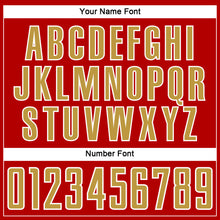 Загрузить изображение в средство просмотра галереи, Custom Red Old Gold White-Blue Abstract Line Sports Sublimation Soccer Uniform Jersey