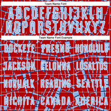 Загрузить изображение в средство просмотра галереи, Custom Red Light Blue-White Abstract Line Sports Sublimation Soccer Uniform Jersey