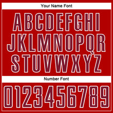 Load image into Gallery viewer, Custom Red Crimson Cream White-Blue Abstract Line Sports Sublimation Soccer Uniform Jersey