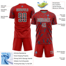 Загрузить изображение в средство просмотра галереи, Custom Red Steel Gray-White Abstract Line Sports Sublimation Soccer Uniform Jersey