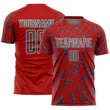 Загрузить изображение в средство просмотра галереи, Custom Red Steel Gray-White Abstract Line Sports Sublimation Soccer Uniform Jersey