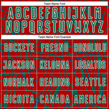 Charger l'image dans la galerie, Custom Red Kelly Green-White Abstract Line Sports Sublimation Soccer Uniform Jersey