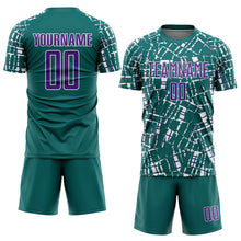Загрузить изображение в средство просмотра галереи, Custom Teal Purple-White Abstract Line Sports Sublimation Soccer Uniform Jersey