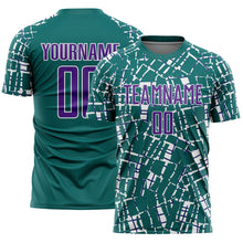 Загрузить изображение в средство просмотра галереи, Custom Teal Purple-White Abstract Line Sports Sublimation Soccer Uniform Jersey