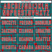 Загрузить изображение в средство просмотра галереи, Custom Teal Red-White Abstract Line Sports Sublimation Soccer Uniform Jersey