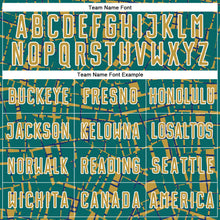 Загрузить изображение в средство просмотра галереи, Custom Teal Old Gold-White Abstract Line Sports Sublimation Soccer Uniform Jersey