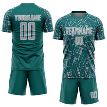 Загрузить изображение в средство просмотра галереи, Custom Teal Gray-White Abstract Line Sports Sublimation Soccer Uniform Jersey
