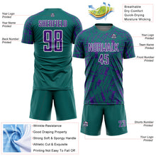 Charger l'image dans la galerie, Custom Teal Purple-White Abstract Line Sports Sublimation Soccer Uniform Jersey