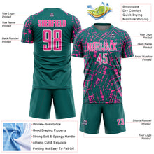 Загрузить изображение в средство просмотра галереи, Custom Teal Pink-White Abstract Line Sports Sublimation Soccer Uniform Jersey