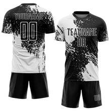 Load image into Gallery viewer, Custom Black White Abstract Brush Stroke Sports Sublimation Soccer Uniform Jersey