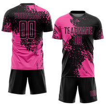 Загрузить изображение в средство просмотра галереи, Custom Black Pink Abstract Brush Stroke Sports Sublimation Soccer Uniform Jersey