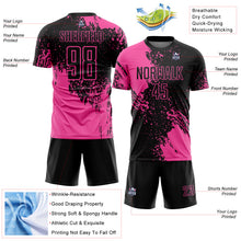 Загрузить изображение в средство просмотра галереи, Custom Black Pink Abstract Brush Stroke Sports Sublimation Soccer Uniform Jersey