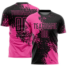 Загрузить изображение в средство просмотра галереи, Custom Black Pink Abstract Brush Stroke Sports Sublimation Soccer Uniform Jersey